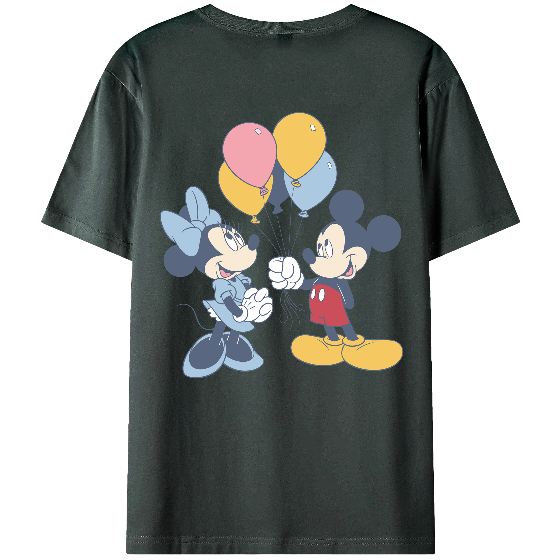 ミッキーマウス Mickey Mouse 綿100％ メンズ半袖Tシャツ（バックプリント） 通気性